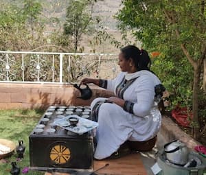 Setting of traditional Ethiopian Coffee Ceremony
