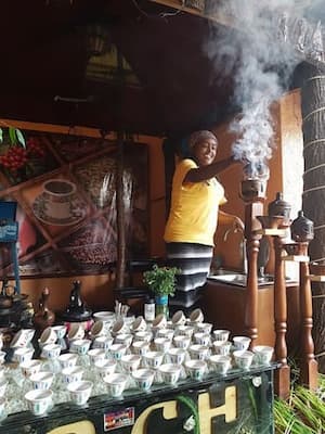 Burning Frankincense as part of Ethiopian Coffee Ceremony